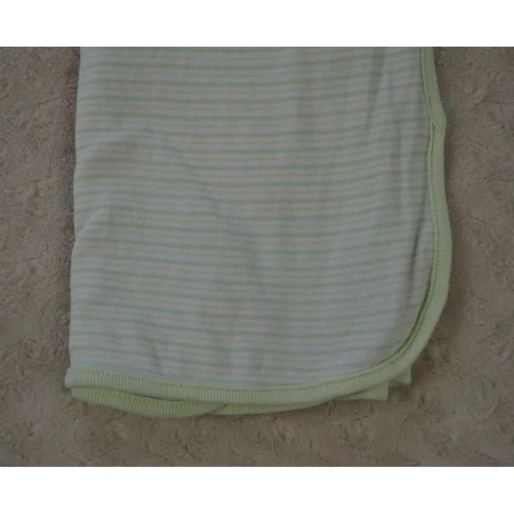 RN 88317 Baby Blanket Stripes Green Yellow White Cotton Security Lovey